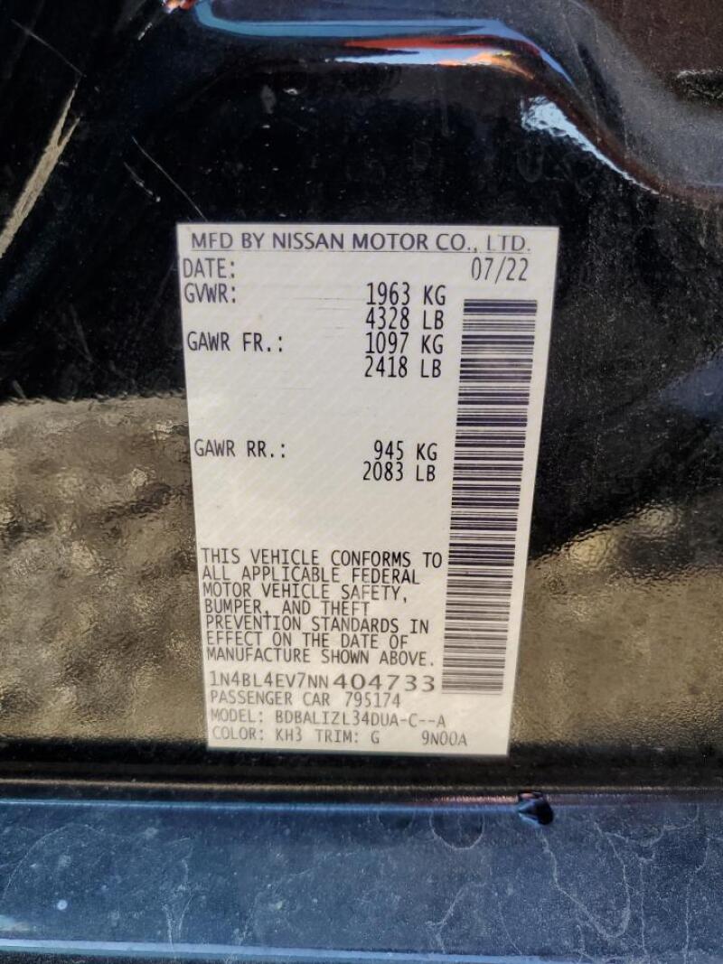 2022 NISSAN ALTIMA SL - 1N4BL4EV7NN404733 | SeoVin.biz