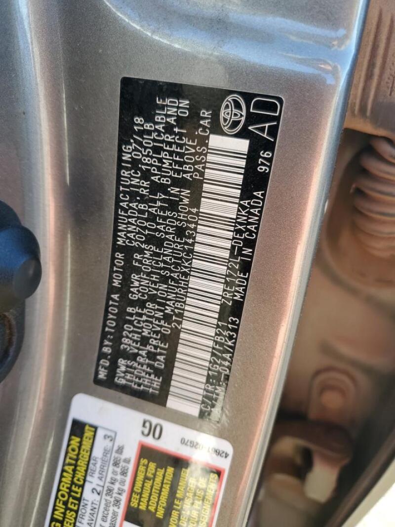 2019 TOYOTA COROLLA L - 2T1BURHEXKC143404 | SeoVin.biz
