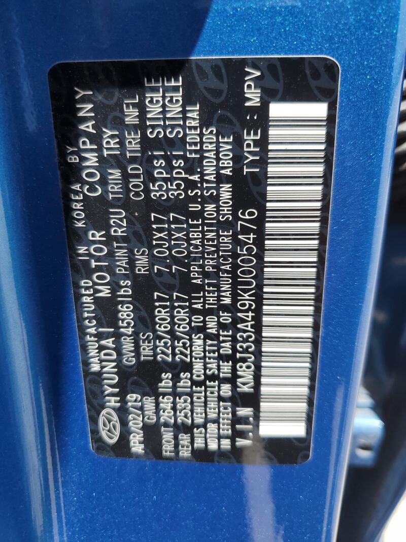 2019 HYUNDAI TUCSON LIMITED - KM8J33A49KU005476 | SeoVin.biz