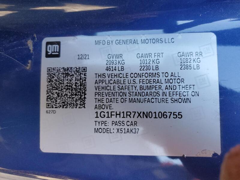 2022 CHEVROLET CAMARO SS - 1G1FH1R7XN0106755 | SeoVin.biz