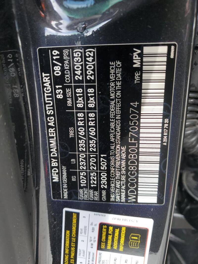 2020 MERCEDES-BENZ GLC 300 - WDC0G8DB0LF705074 | SeoVin.biz