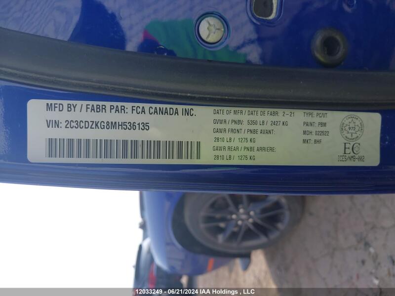 2021 DODGE CHALLENGER GT AWD - 2C3CDZKG8MH536135 | SeoVin.biz