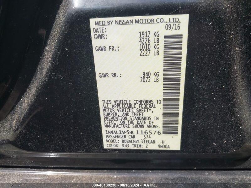 2017 NISSAN ALTIMA 2.5 SR - 1N4AL3AP5HC116576 | SeoVin.biz