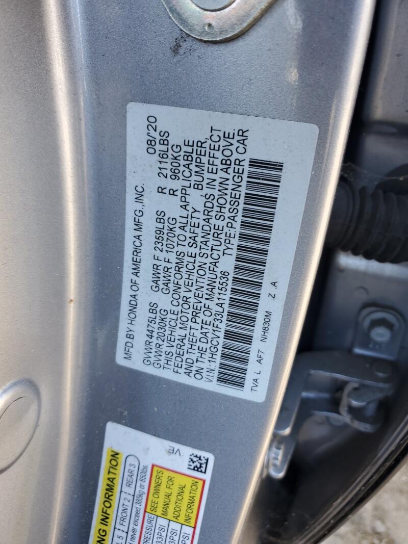 2020 HONDA ACCORD SPORT - 1HGCV1F33LA115536 | SeoVin.biz
