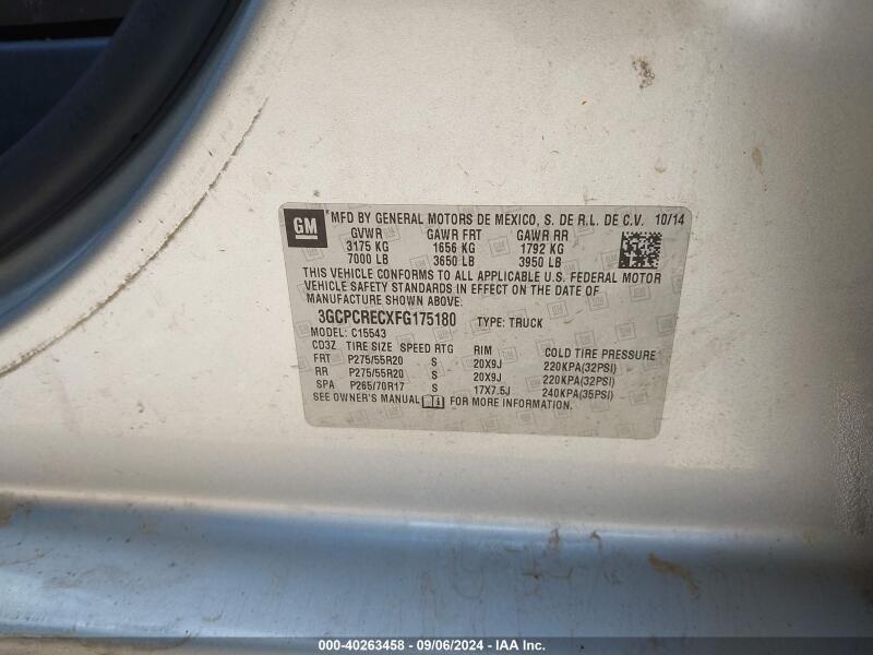 2015 CHEVROLET SILVERADO 1500 1LT - 3GCPCRECXFG175180 | SeoVin.biz