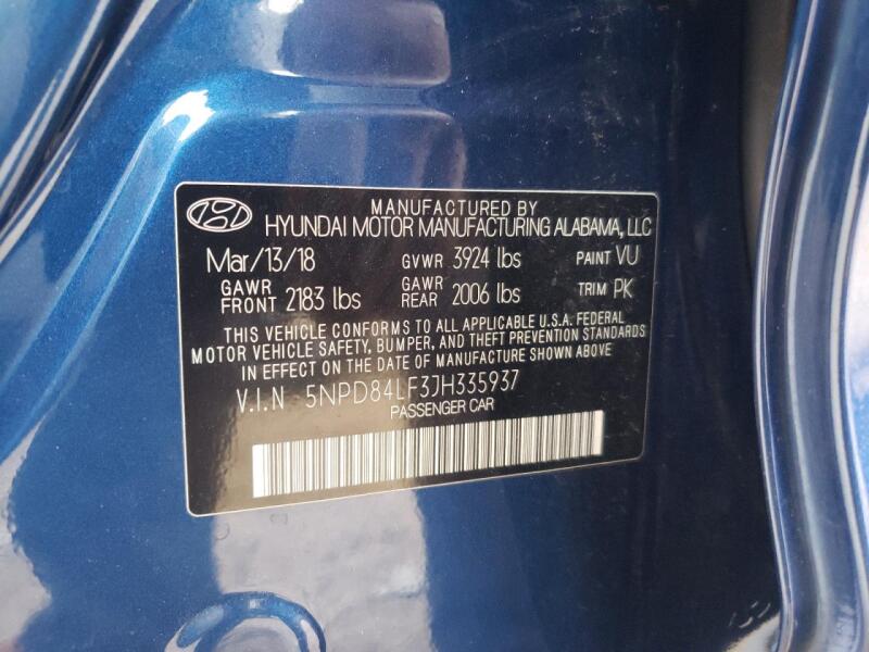 2018 HYUNDAI ELANTRA SEL - 5NPD84LF3JH335937 | SeoVin.biz