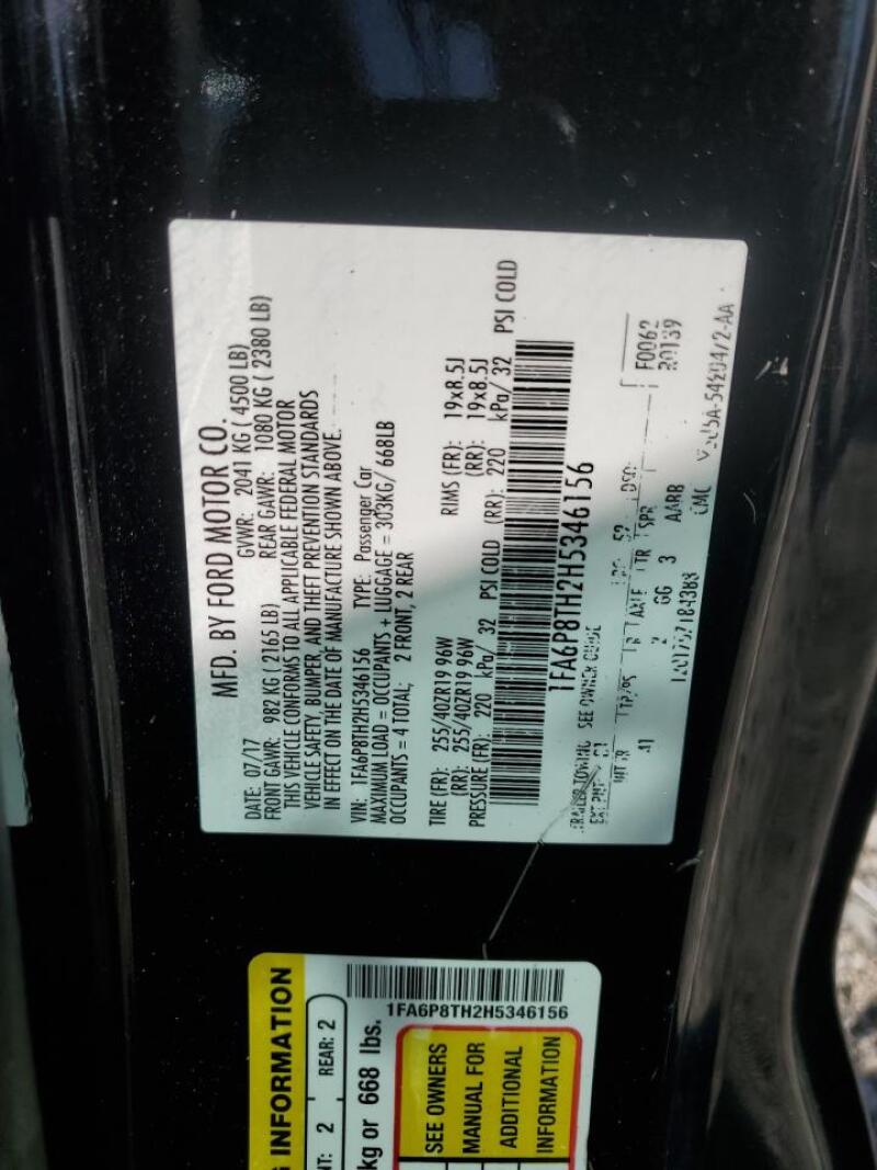 2017 FORD MUSTANG - 1FA6P8TH2H5346156 | SeoVin.biz