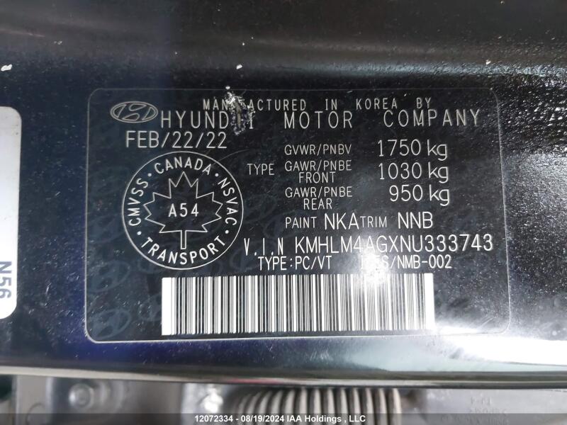 2022 HYUNDAI ELANTRA - KMHLM4AGXNU333743 | SeoVin.biz