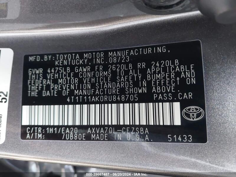2024 TOYOTA CAMRY SE - 4T1T11AK0RU848705 | SeoVin.biz