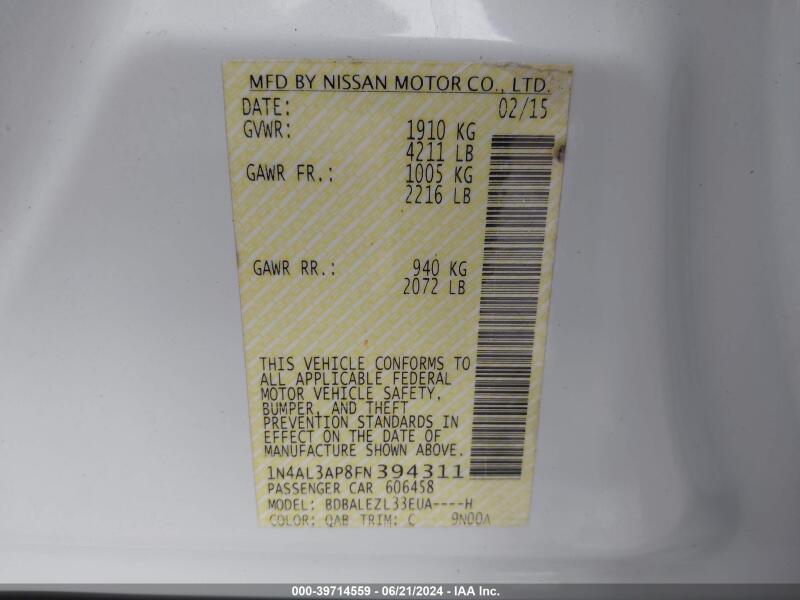 2015 NISSAN ALTIMA 2.5 S - 1N4AL3AP8FN394311 | SeoVin.biz