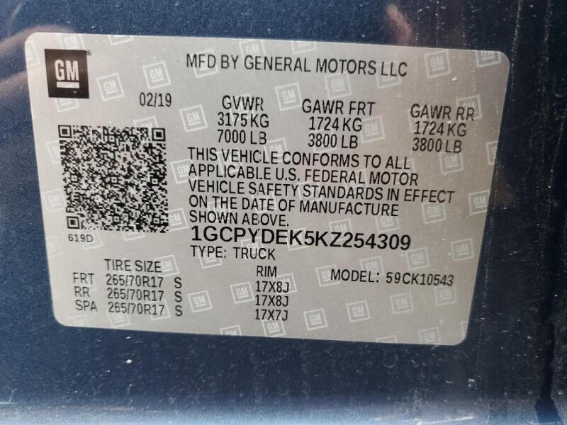 2019 CHEVROLET SILVERADO K1500 LT - 1GCPYDEK5KZ254309 | SeoVin.biz
