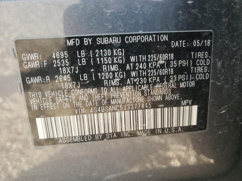 2018 SUBARU OUTBACK 2.5I LIMITED - 4S4BSANC5J3377415 | SeoVin.biz