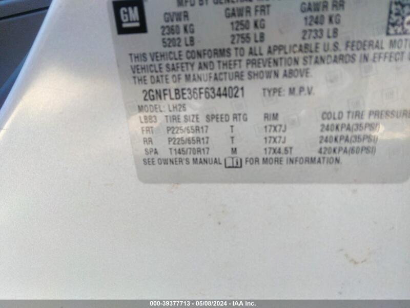 2015 CHEVROLET EQUINOX 1LT - 2GNFLBE36F6344021 | SeoVin.biz