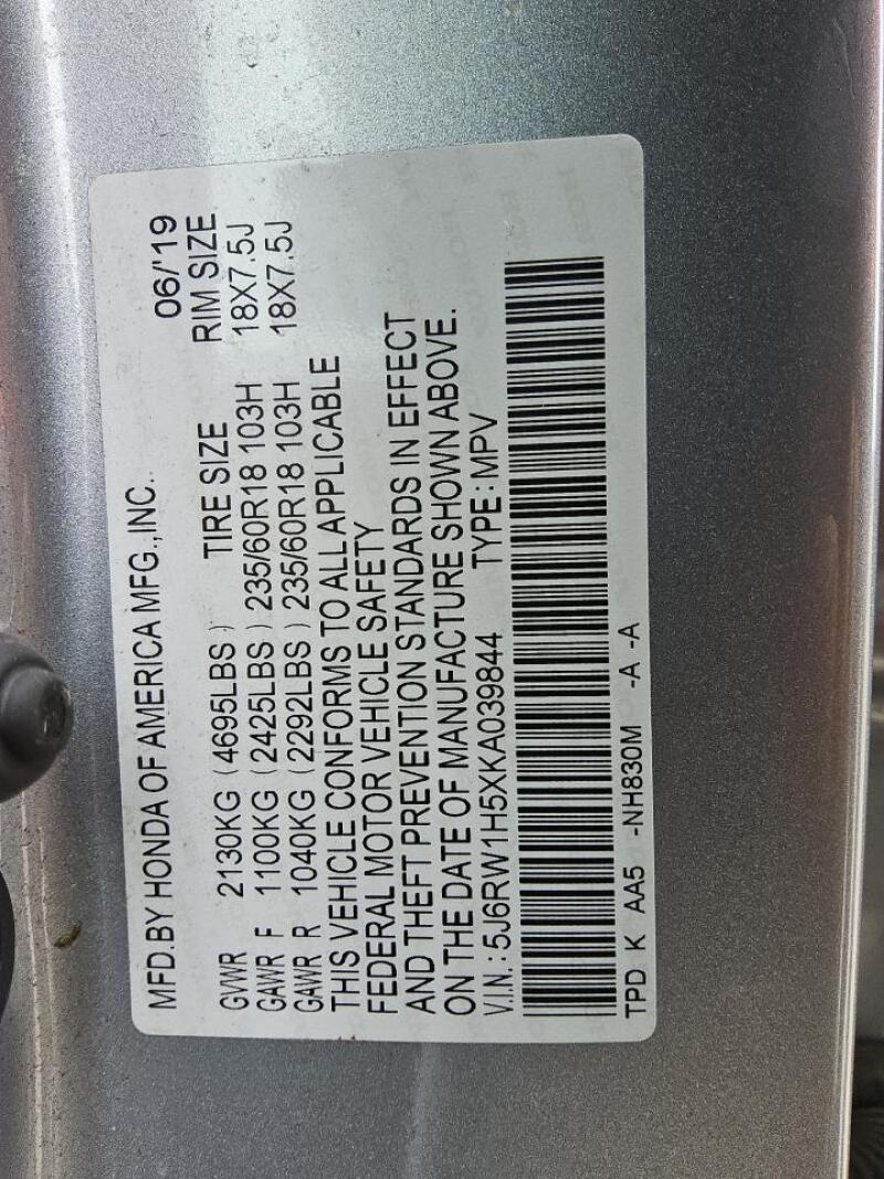 2019 HONDA CR-V EX - 5J6RW1H5XKA039844 | SeoVin.biz