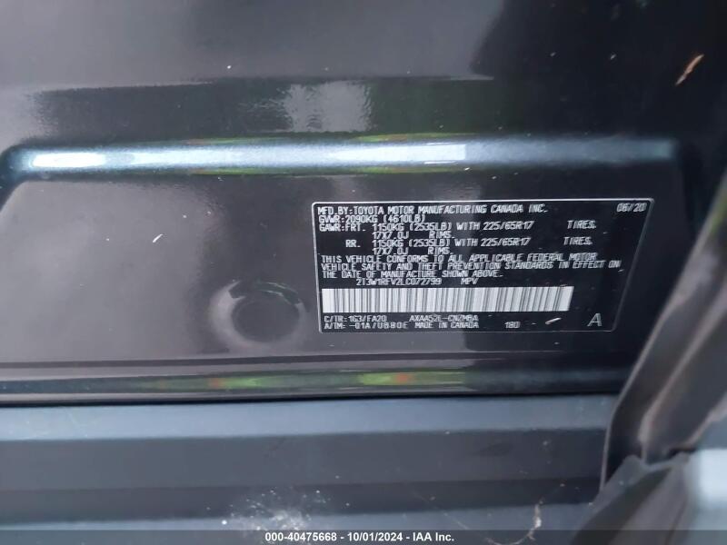 2020 TOYOTA RAV4 XLE - 2T3W1RFV2LC072799 | SeoVin.biz