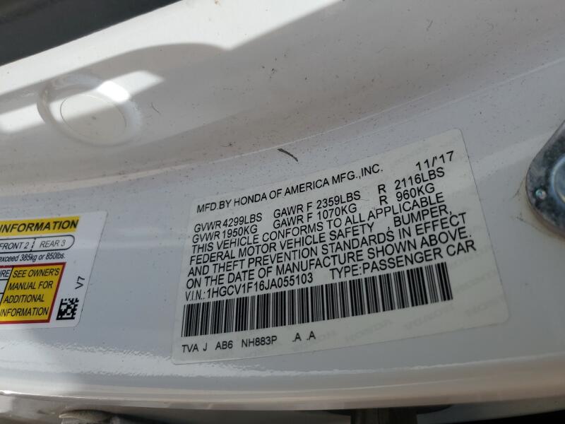 2018 HONDA ACCORD LX - 1HGCV1F16JA055103 | SeoVin.biz