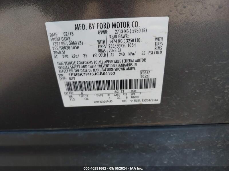 2018 FORD EXPLORER LIMITED - 1FM5K7FH3JGB04153 | SeoVin.biz