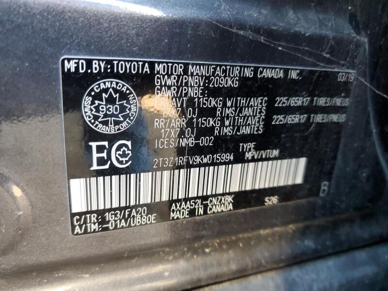 2019 TOYOTA RAV4 LE - 2T3Z1RFV9KW015994 | SeoVin.biz