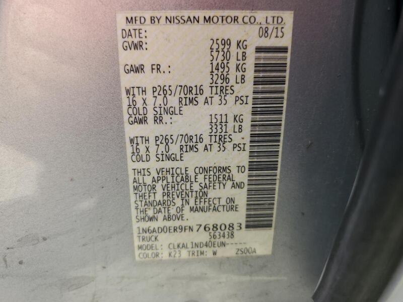 2015 NISSAN FRONTIER S - 1N6AD0ER9FN768083 | SeoVin.biz