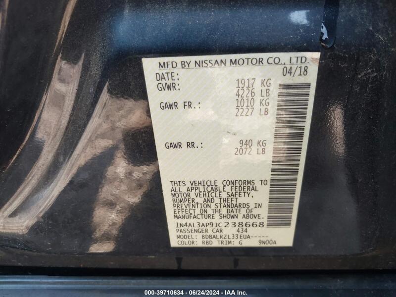 2018 NISSAN ALTIMA 2.5 SL - 1N4AL3AP9JC238668 | SeoVin.biz
