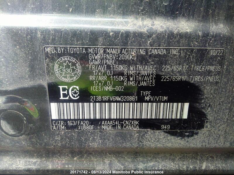 2022 TOYOTA RAV4 LE - 2T3B1RFV6NW320861 | SeoVin.biz