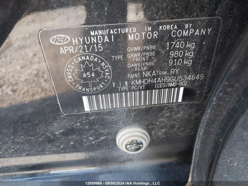2016 HYUNDAI ELANTRA GLS - KMHDH4AH9GU534649 | SeoVin.biz