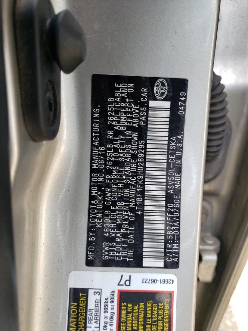 2017 TOYOTA CAMRY LE - 4T1BF1FK9HU269295 | SeoVin.biz