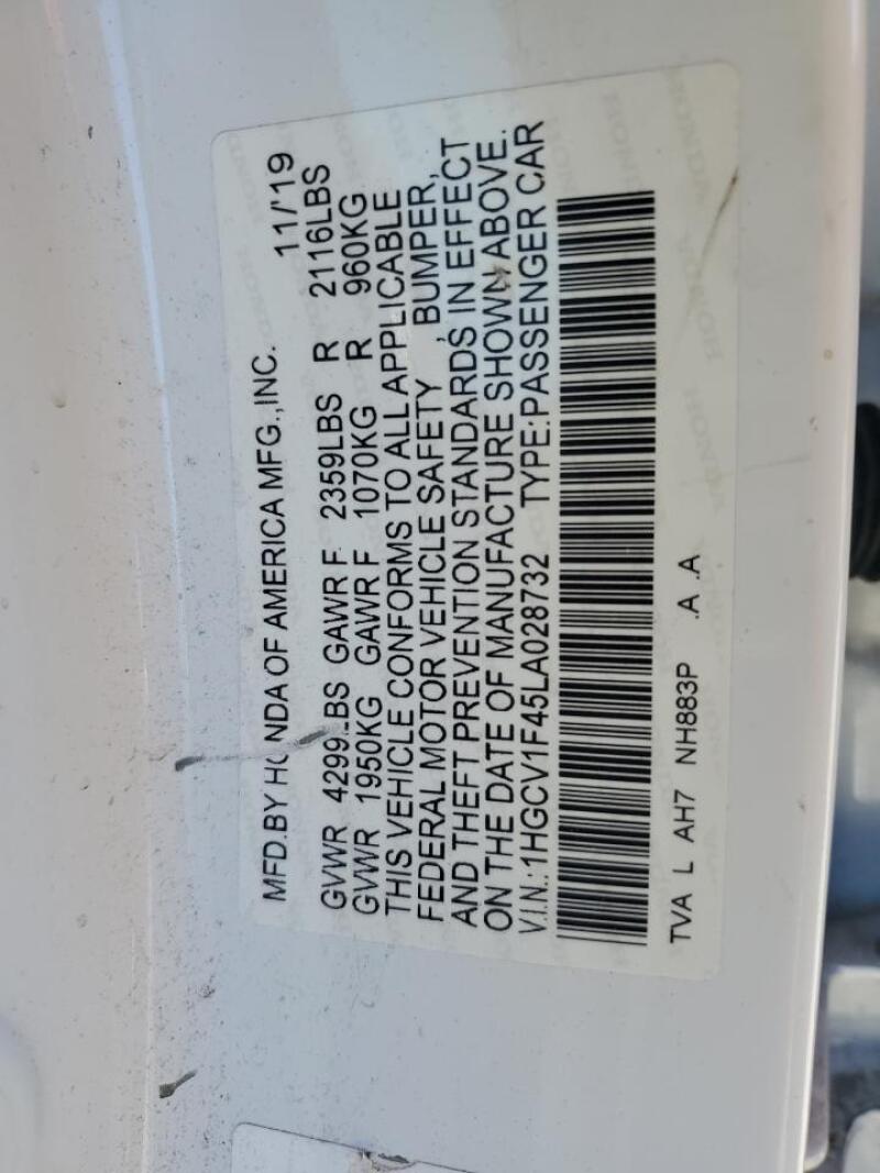 2020 HONDA ACCORD EX - 1HGCV1F45LA028732 | SeoVin.biz