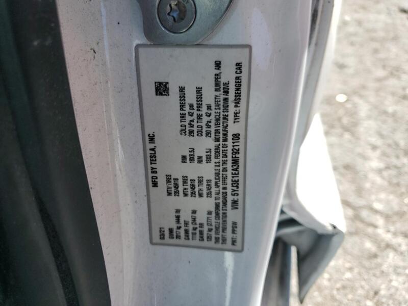 2021 TESLA MODEL 3 - 5YJ3E1EA3MF921108 | SeoVin.biz