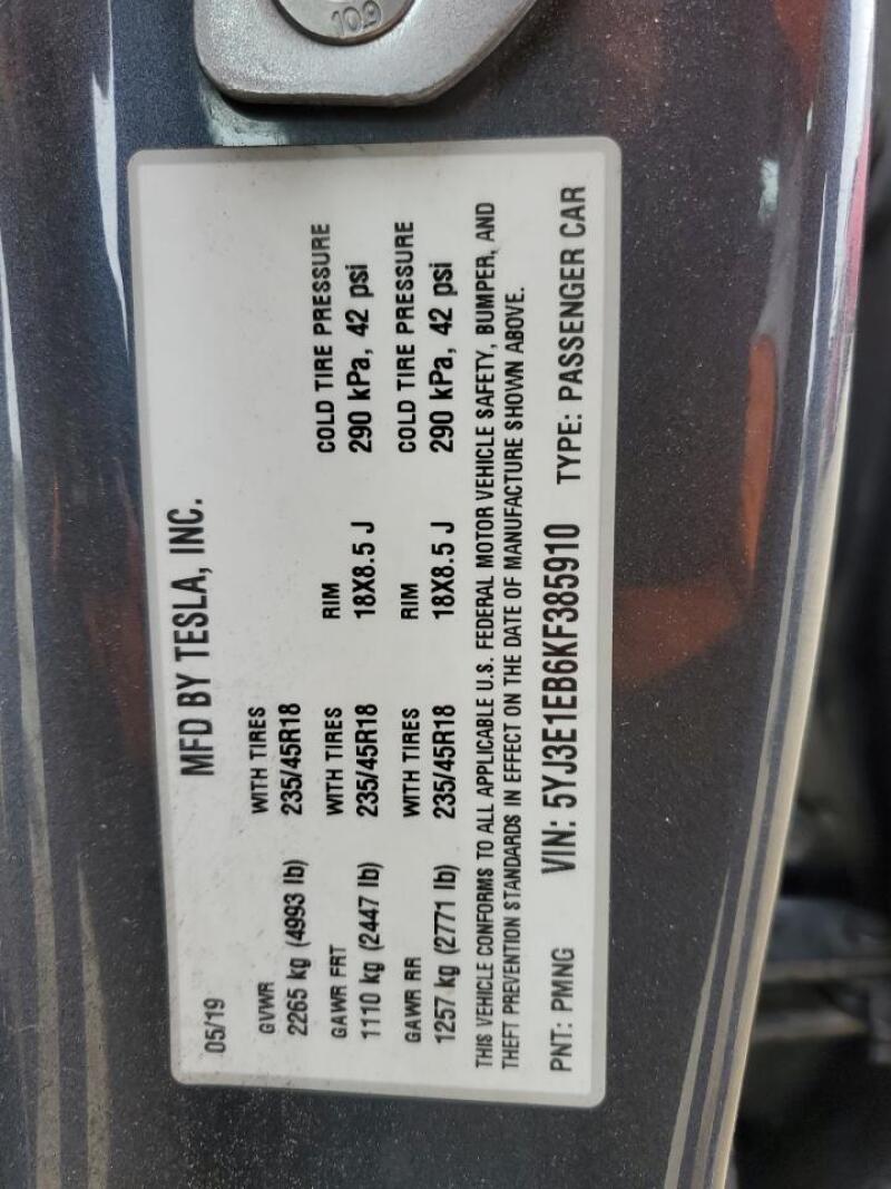 2019 TESLA MODEL 3 - 5YJ3E1EB6KF385910 | SeoVin.biz