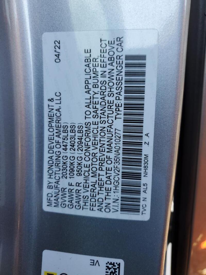 2022 HONDA ACCORD SPORT - 1HGCV2F35NA010277 | SeoVin.biz