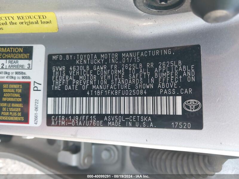 2015 TOYOTA CAMRY SE - 4T1BF1FK8FU025084 | SeoVin.biz