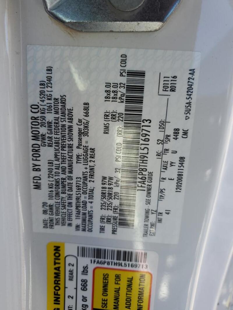 2020 FORD MUSTANG - 1FA6P8TH9L5169713 | SeoVin.biz