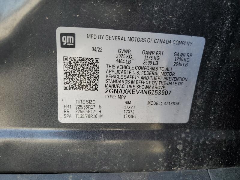 2022 CHEVROLET EQUINOX LT - 2GNAXKEV4N6153907 | SeoVin.biz