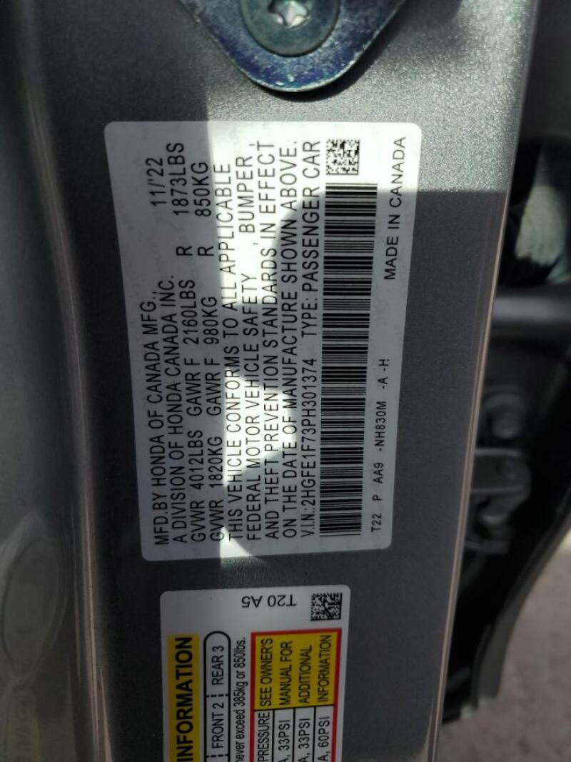 2023 HONDA CIVIC EX - 2HGFE1F73PH301374 | SeoVin.biz