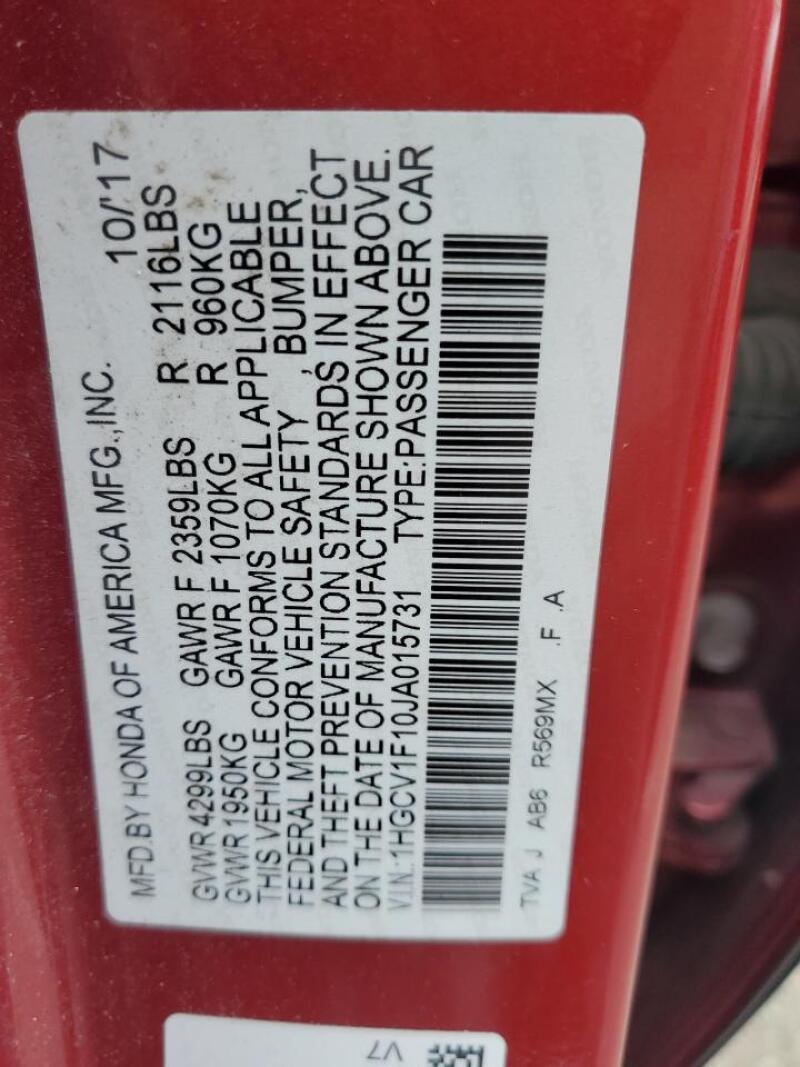 2018 HONDA ACCORD LX - 1HGCV1F10JA015731 | SeoVin.biz