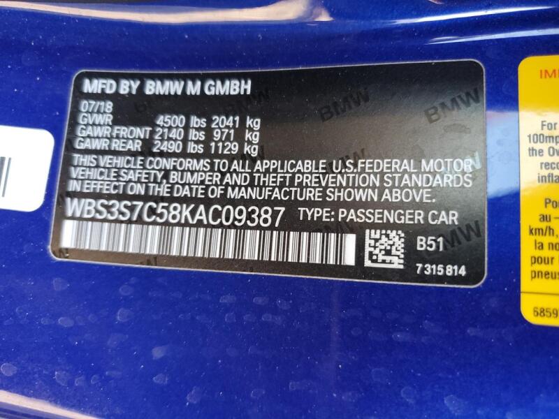 2019 BMW M4 CS - WBS3S7C58KAC09387 | SeoVin.biz