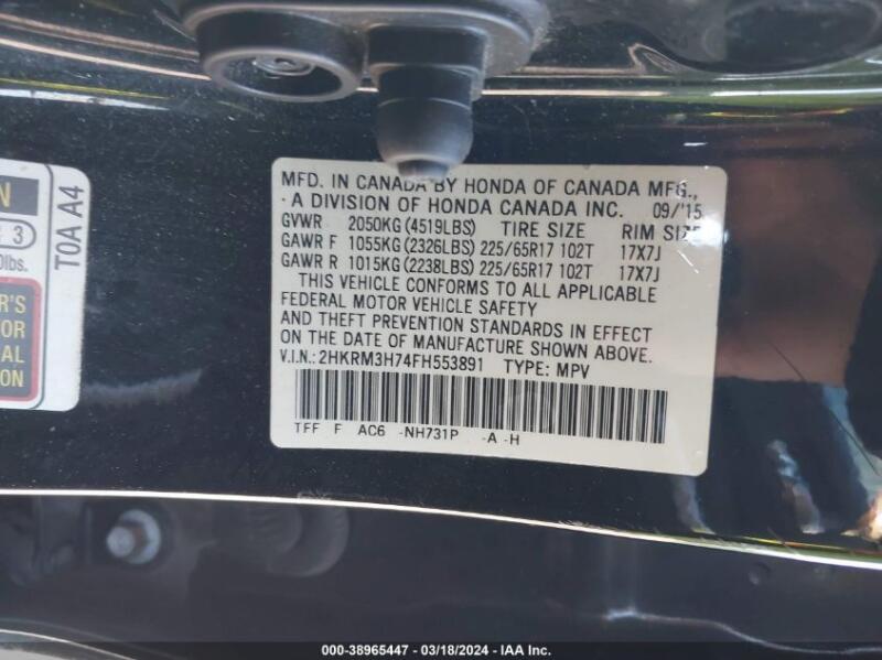 2015 HONDA CR-V EX-L - 2HKRM3H74FH553891 | SeoVin.biz