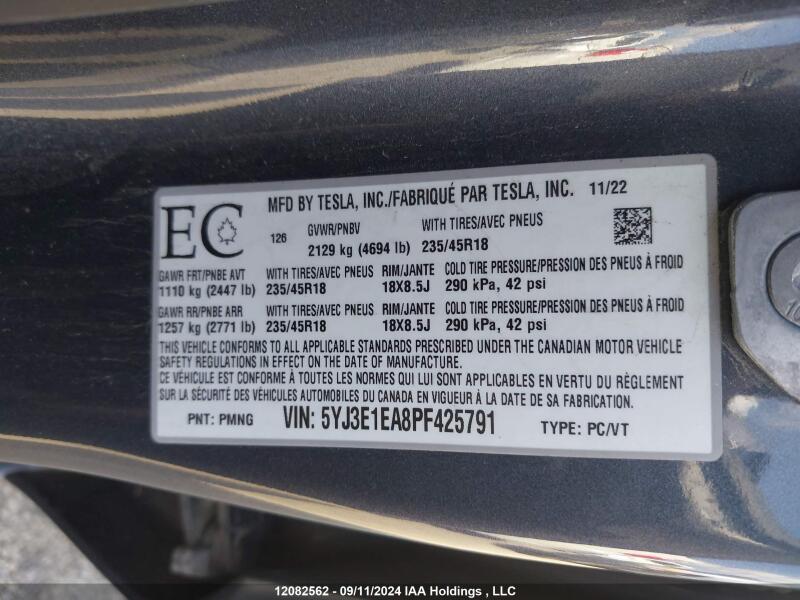 2023 TESLA MODEL 3 - 5YJ3E1EA8PF425791 | SeoVin.biz