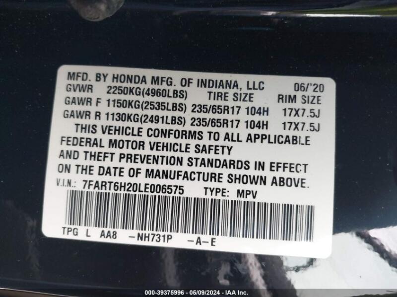 2020 HONDA CR-V HYBRID LX - 7FART6H20LE006575 | SeoVin.biz