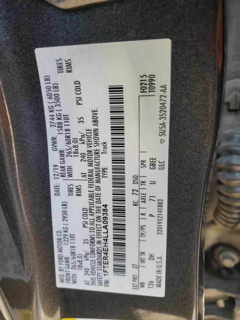 2020 FORD RANGER XL - 1FTER4EH4LLA09384 | SeoVin.biz