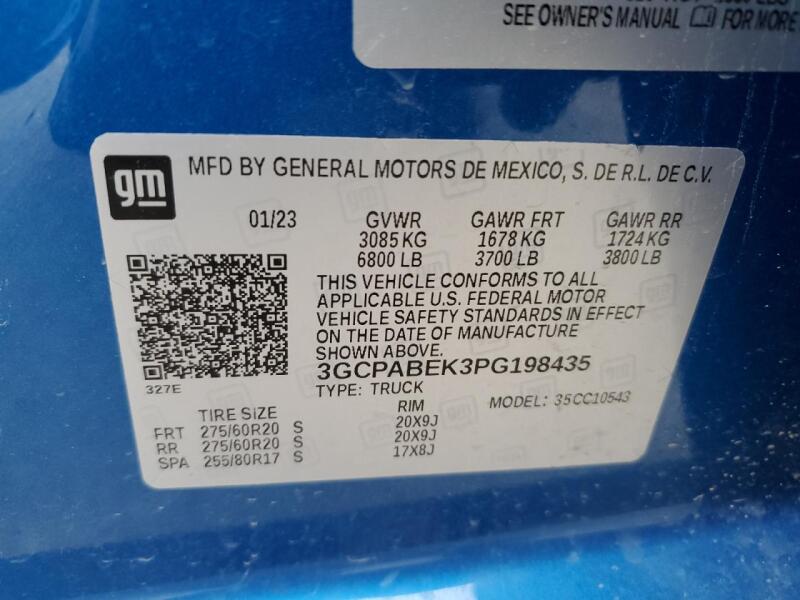 2023 CHEVROLET SILVERADO C1500 CUSTOM - 3GCPABEK3PG198435 | SeoVin.biz