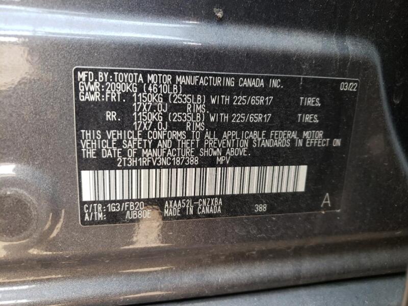 2022 TOYOTA RAV4 LE - 2T3H1RFV3NC187000 | SeoVin.biz