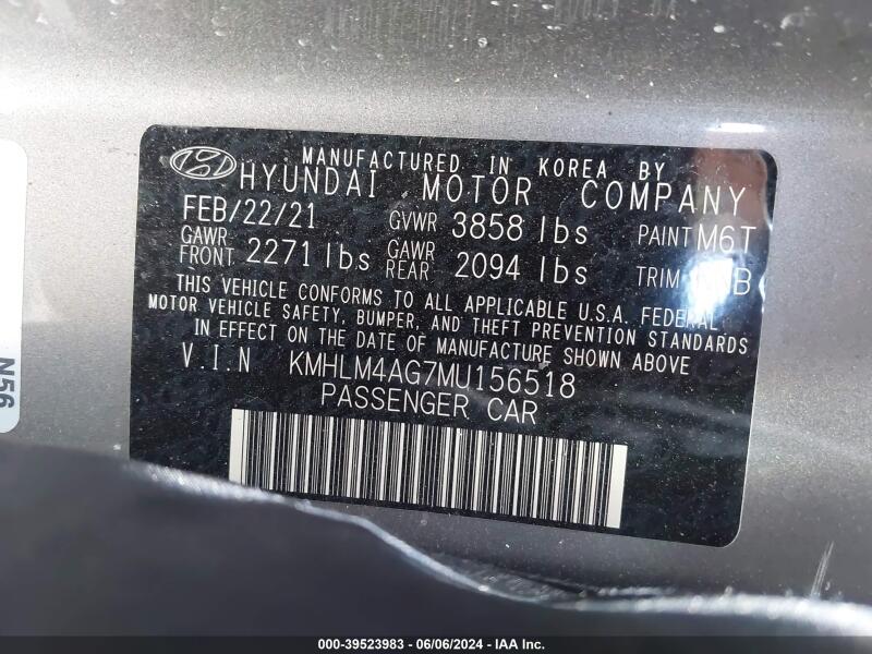 2021 HYUNDAI ELANTRA SEL - KMHLM4AG7MU156518 | SeoVin.biz