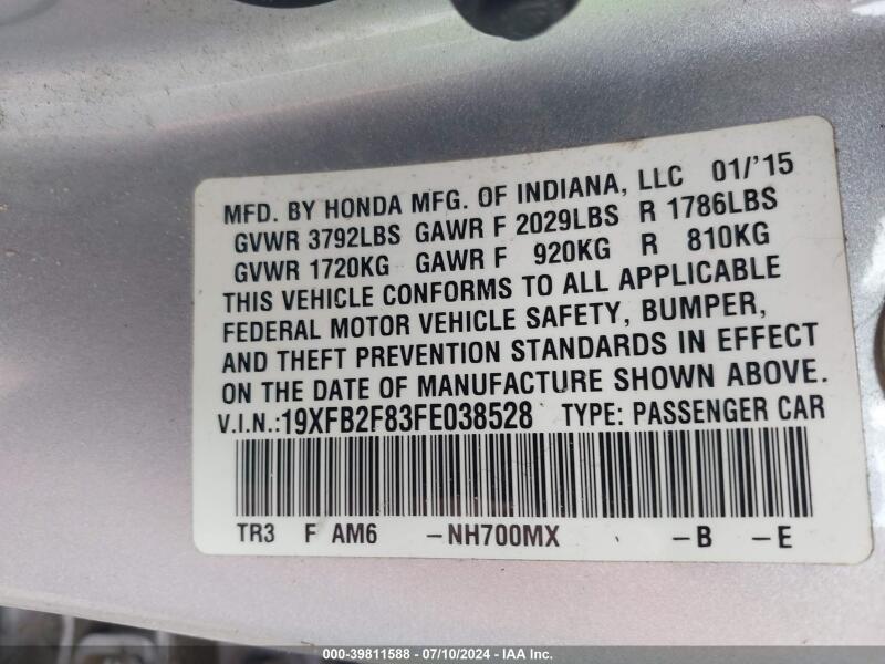 2015 HONDA CIVIC EX - 19XFB2F83FE038528 | SeoVin.biz