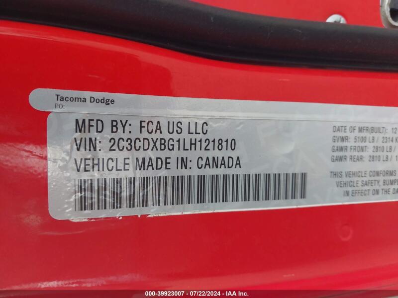 2020 DODGE CHARGER SXT RWD - 2C3CDXBG1LH121810 | SeoVin.biz