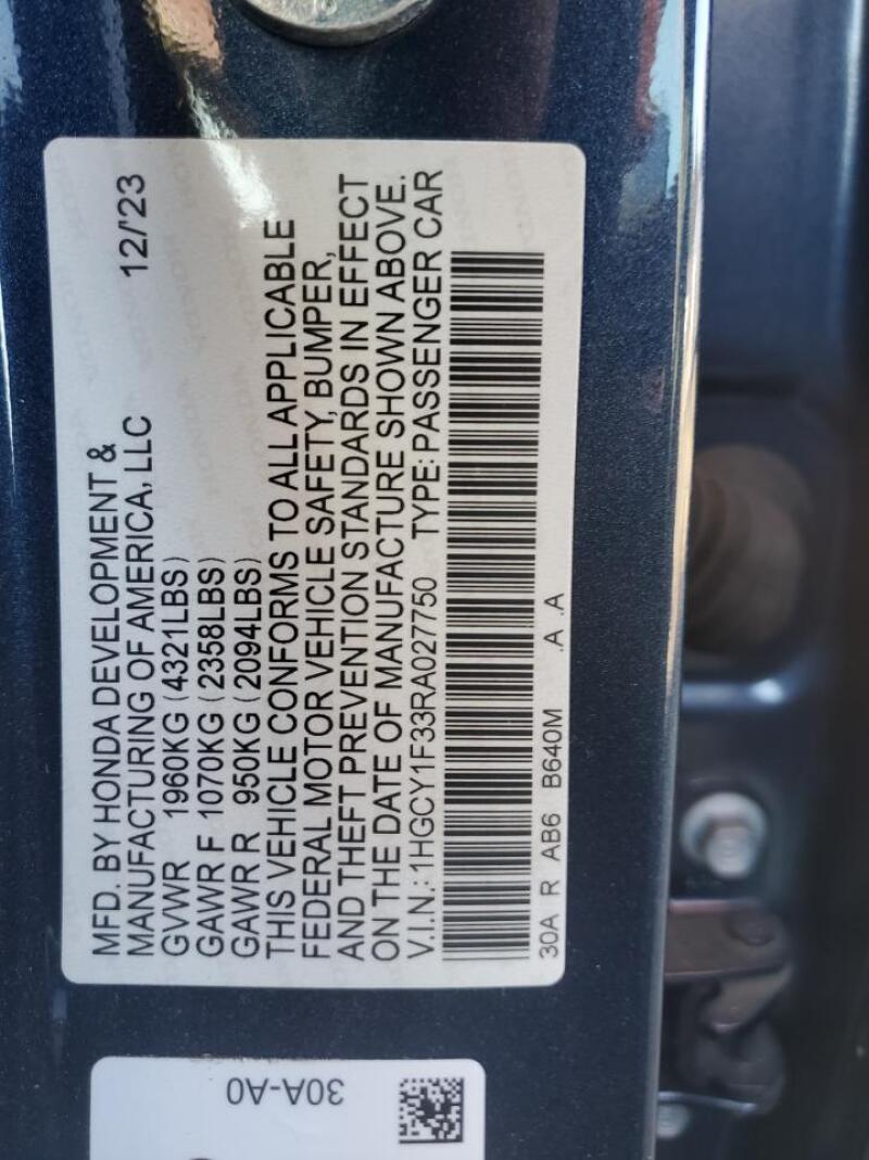 2024 HONDA ACCORD EX - 1HGCY1F33RA027750 | SeoVin.biz
