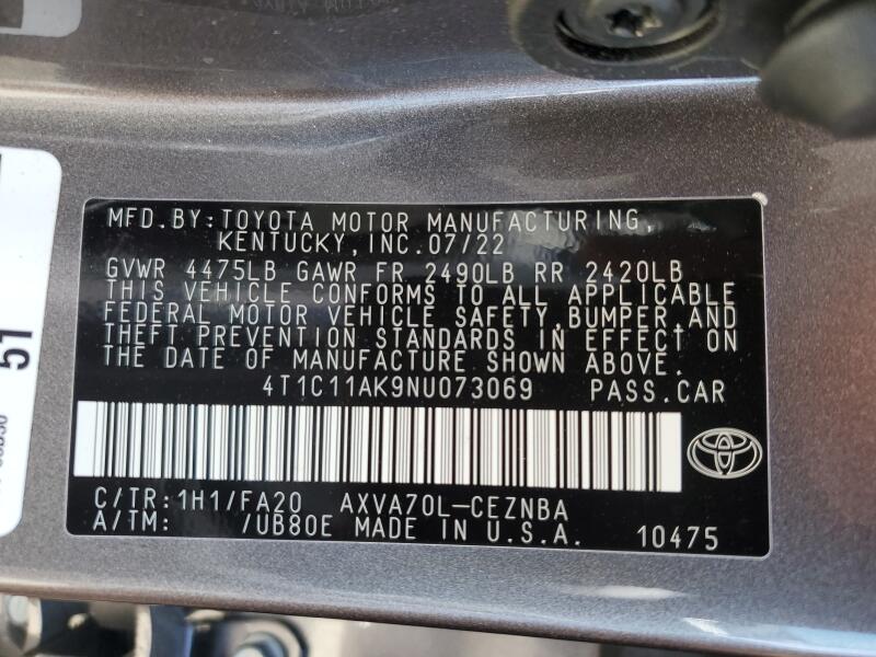 2022 TOYOTA CAMRY LE - 4T1C11AK9NU073069 | SeoVin.biz