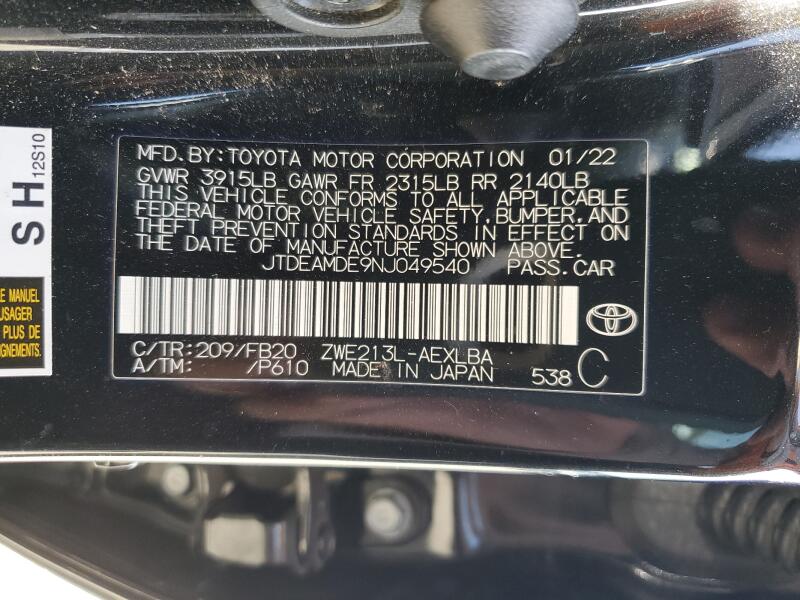 2022 TOYOTA COROLLA LE - JTDEAMDE9NJ049540 | SeoVin.biz