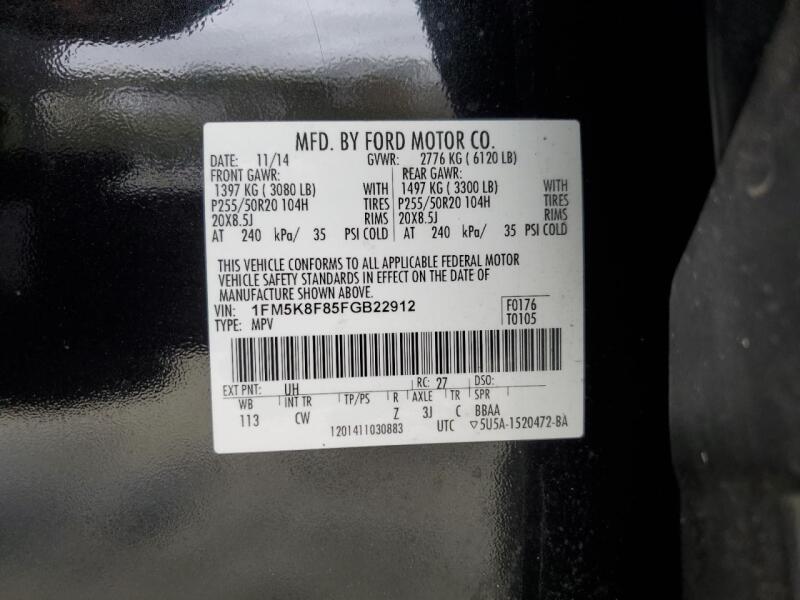 2015 FORD EXPLORER LIMITED - 1FM5K8F85FGB22912 | SeoVin.biz